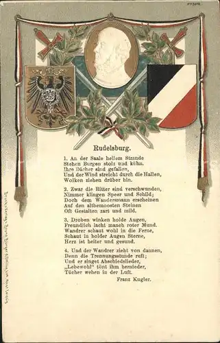 Rudelsburg Wappen Gedicht Franz Kugler Kat. Bad Koesen