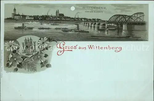 Wittenberg Lutherstadt Elbseite Bruecke Seitenraddampfer / Wittenberg /Wittenberg LKR