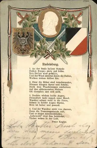 Rudelsburg Wappen Franz Kugler Gedicht Kat. Bad Koesen