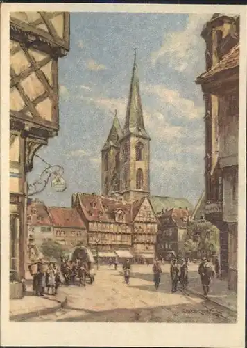 Halberstadt Holzmarkt nach Gemaelde von Walter Gemm Kat. Halberstadt