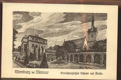 Ettersburg Grossherzogl. Schloss Kirche Kuenstlerkarte Kat. Ettersburg
