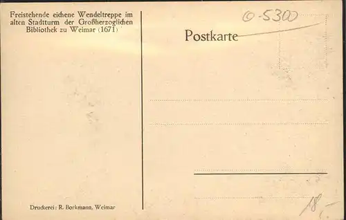 Weimar Thueringen Kuenstlerkarte J. v. Schul Stadtturm Wendeltreppe Grossherzoglichen Bibliothek / Weimar /Weimar Stadtkreis