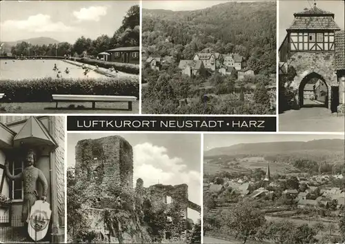 Neustadt Harz Roland Schwimmbad Burg Tor Kat. Neustadt Harz