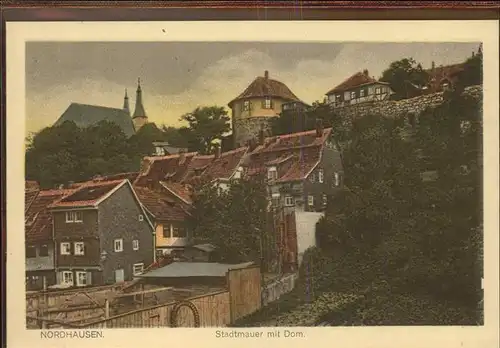 Nordhausen Thueringen Harz Stadtmauer mit Dom Kat. Nordhausen