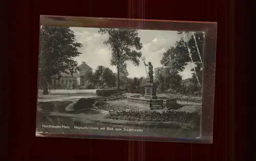 Nordhausen Thueringen Harz Neptunbrunnen Stadttheater Kat. Nordhausen