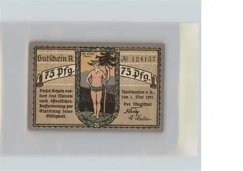 Nordhausen Thueringen Harz Gutschein 75 Pfennig  Kat. Nordhausen