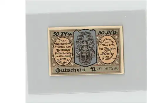 Nordhausen Thueringen Harz Gutschein 50 Pfennig  Kat. Nordhausen