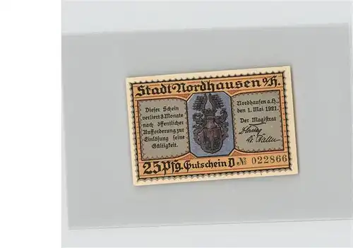 Nordhausen Thueringen Harz Gutschein 25 Pfennig  Kat. Nordhausen