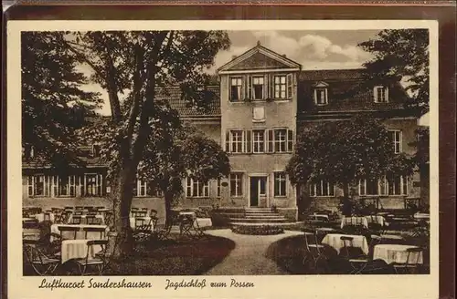 Sondershausen Thueringen Jagdschloss zum Possen Gartenterrasse Gasthaus Erholungsstaette H. Spanneus Kat. Sondershausen