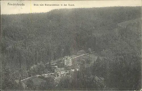 Friedrichroda Blick vom Bismarckfelsen in den Grund Kat. Friedrichroda