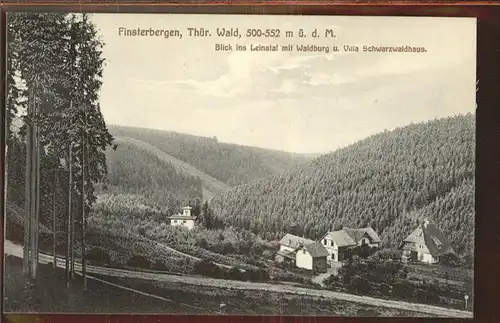 Finsterbergen Blick ins Leinatal mit Waldburg u.Villa Schwarzwaldhaus Kat. Finsterbergen