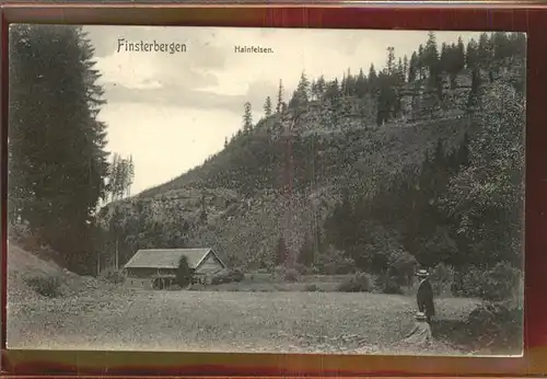 Finsterbergen Blockhuette mit Hainfelsen Kat. Finsterbergen