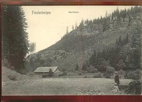 Finsterbergen Blockhuette mit Hainfelsen Kat. Finsterbergen