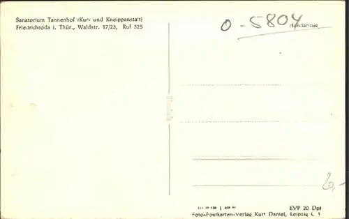 Friedrichroda Sanatorium Tannenhof Kat. Friedrichroda