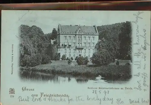 Friedrichroda Schloss Reinhardsbrunn Teich Kat. Friedrichroda