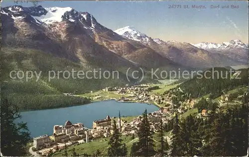 St Moritz GR Dorf und Bad Ortsansicht Alpenpanorama Kat. St Moritz