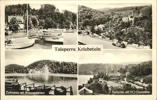 Talsperre Kriebstein Bootsstation Segelboot Schloss HO Gaststaette Zschopau Wappenfelsen See Kat. Waldheim Sachsen