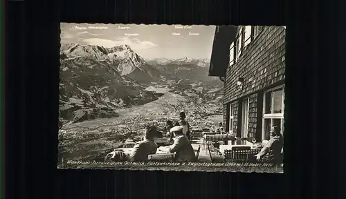 Garmisch Partenkirchen Wankhaus Terrasse Berghuette Zugspitzgruppe Wettersteingebirge Kat. Garmisch Partenkirchen