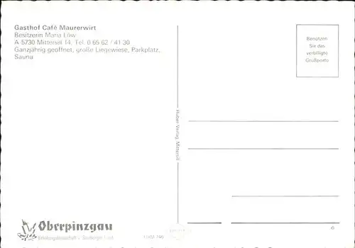 Mittersill Oberpinzgau Gasthof Cafe Maurerwirt Kat. Mittersill