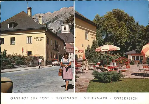 Groebming Steiermark Gasthof Post Gartenrestaurant Kat. Groebming