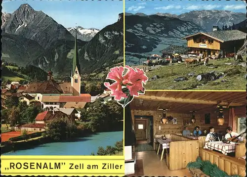 Zell Ziller Tirol Jausenstation Rosenalm Alpenblume Kuh Kat. Zell am Ziller
