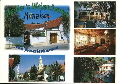 Moerbisch See Fiedlers Weinschenke Dorfstrasse Kirche Kat. Moerbisch am See
