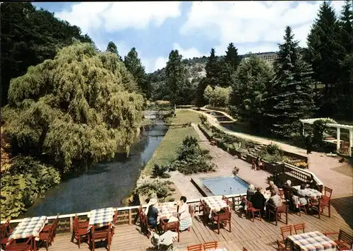 Manderscheid Eifel Hotel Cafe Heidsmuehle Gartenterrasse Schwimmbad Kat. Manderscheid