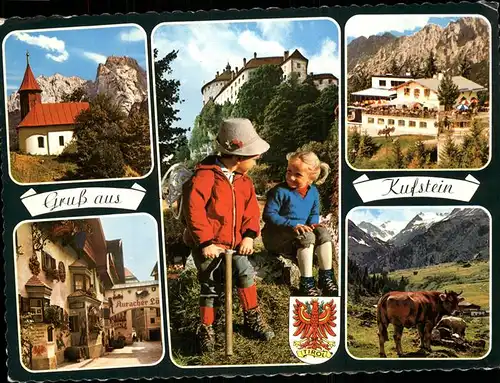 Kufstein Tirol Kapelle Schloss Gasthaus Kinder Kuh Wappen Kat. Kufstein