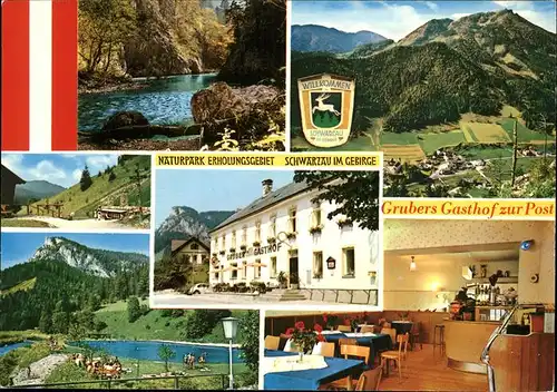 Schwarzau Gebirge Naturpark Erholungsgebiet Grubers Gasthof zur Post Wappen Schwimmbad Kat. Schwarzau im Gebirge