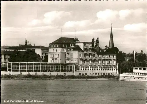 Bad Godesberg Hotel Dreesen am Rhein Schiff Kirchturm Kat. Bonn