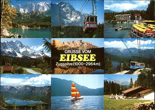 Garmisch Partenkirchen Eibsee Zugspitze Eibseehotel Eibseealm Seilbahn Zahnradbahn Segelboot Kat. Garmisch Partenkirchen