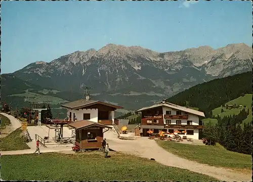 Soell Sommerfrische Hochsoell gegen Wilden Kaiser Bergbahn Station Kat. Soell