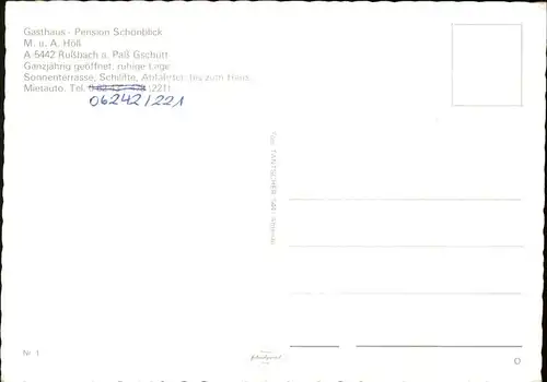 Russbach Pass Gschuett Gasthaus Pension Schoenblick Kat. Russbach am Pass Gschuett
