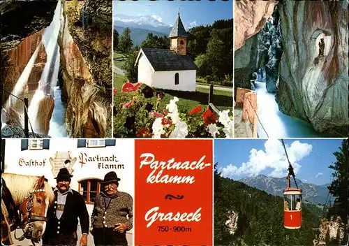 Garmisch Partenkirchen Partnachklamm Naturdenkmal Kapelle Graseck Luftseilbahn Pferd Kat. Garmisch Partenkirchen