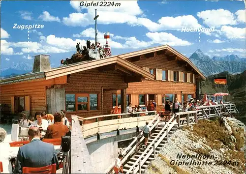 Oberstdorf Nebelhorn Gipfelhuette Gipfelkreuz Berggasthof Zugspitze Allgaeuer Alpen Kat. Oberstdorf