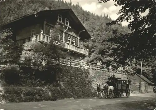 Schwarzburg Thueringer Wald HO Gaststaette Schweizerhaus Postkutsche Kat. Schwarzburg