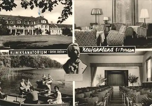 Neu Fahrland Kliniksanatorium Heinrich Heine Kultursaal Bootspartie Lehnitzsee Kat. Potsdam