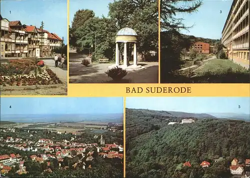 Bad Suderode Rathausplatz Behringer Brunnen Kurpark Sanatorium fuer Staublungenkranke Blick vom Thomas Muentzer Turm Kat. Bad Suderode