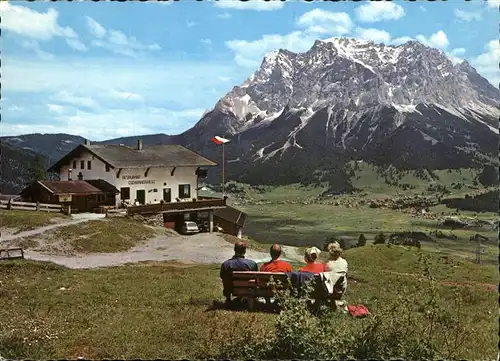 Lermoos Tirol Restaurant Gschwandtkreuz Panorama mit Zugspitze Wettersteingebirge Kat. Lermoos