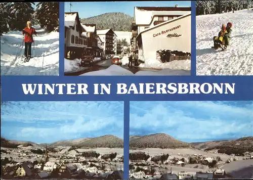 Baiersbronn Schwarzwald Panorama Wintersportplatz Skifahrer Schlittenfahrt Kat. Baiersbronn