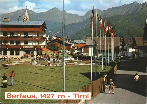 Serfaus Tirol Dorfstrasse Sportcafe Kirchturm Kat. Serfaus