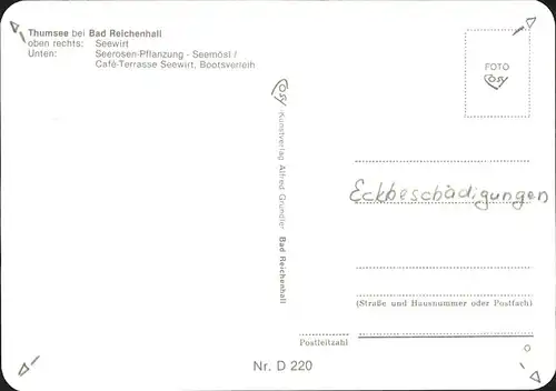 Bad Reichenhall Thumsee Gasthaus "Seewirt" Seerosen Wappen Kat. Bad Reichenhall