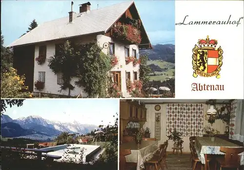 Abtenau Lammerauhof Urlaub auf dem Bauernhof im Lammertal Wappen Alpenpanorama Kat. Abtenau