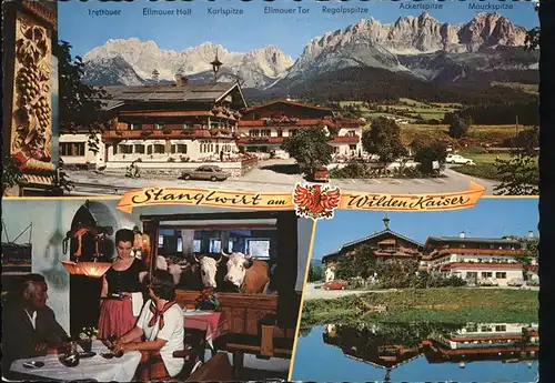Going Wilden Kaiser Tirol Gasthaus Stanglwirt Historische Gaststaette aus 16. Jahrhundert Kuh Wappen Kaisergebirge Kat. Going am Wilden Kaiser