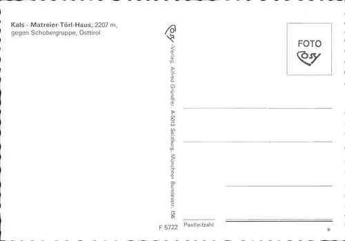 Kals Grossglockner Matreier Toerl Haus gegen Schobergruppe Hohe Tauern Kat. Kals am Grossglockner