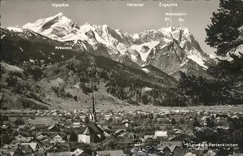 Garmisch Partenkirchen Ortsansicht mit Alpenpanorama Kat. Garmisch Partenkirchen