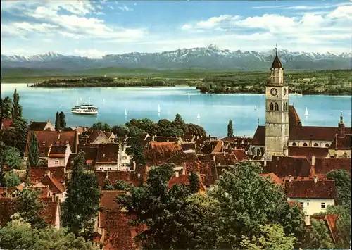 ueberlingen Bodensee Ortsansicht mit Blick auf Bodensee und Schweizer Alpen Kat. ueberlingen