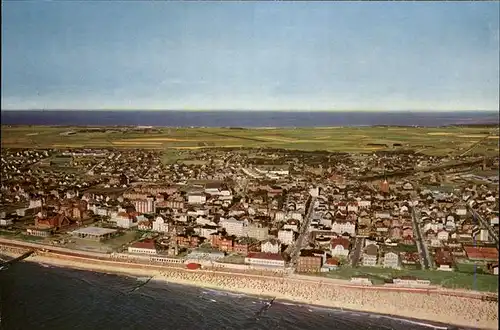 Westerland Sylt Panorama mit Strand Fliegeraufnahme Kat. Westerland