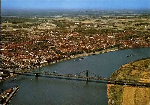 Uerdingen Panorama mit Rheinbruecke Fliegeraufnahme Kat. Krefeld