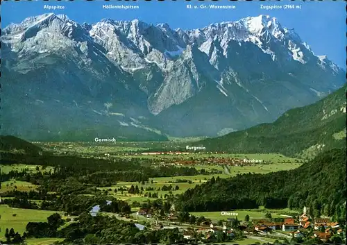 Garmisch Partenkirchen Panorama mit Burgrain Forchant Oberau Zugspitzgruppe Kat. Garmisch Partenkirchen